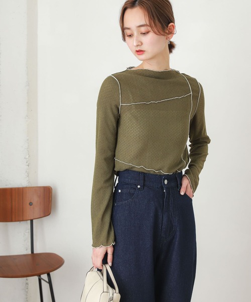 SENSE OF PLACE by URBAN RESEARCH(センスオブプレイスバイアーバンリサーチ)の「メローコンパクトトップ(Tシャツ/カットソー・レディース・ブラック/アイボリー/カーキ・ONE)」の13枚目の写真