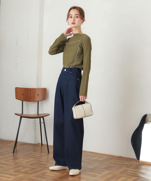 SENSE OF PLACE by URBAN RESEARCH(センスオブプレイスバイアーバンリサーチ)の「メローコンパクトトップ(Tシャツ/カットソー・レディース・ブラック/アイボリー/カーキ・ONE)」の17枚目の写真