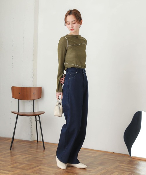 SENSE OF PLACE by URBAN RESEARCH(センスオブプレイスバイアーバンリサーチ)の「メローコンパクトトップ(Tシャツ/カットソー・レディース・ブラック/アイボリー/カーキ・ONE)」の18枚目の写真