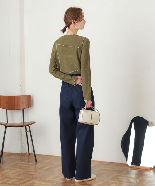 SENSE OF PLACE by URBAN RESEARCH(センスオブプレイスバイアーバンリサーチ)の「メローコンパクトトップ(Tシャツ/カットソー・レディース・ブラック/アイボリー/カーキ・ONE)」の20枚目の写真