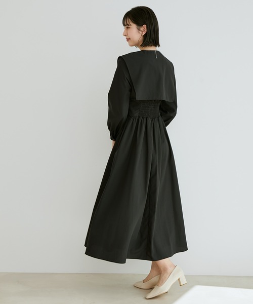 VIS(ビス)の「ビックカラー綿ライクワンピース【sustainable】(ワンピース・レディース・ブラック/ベージュ系その他・S/M)」の7枚目の写真