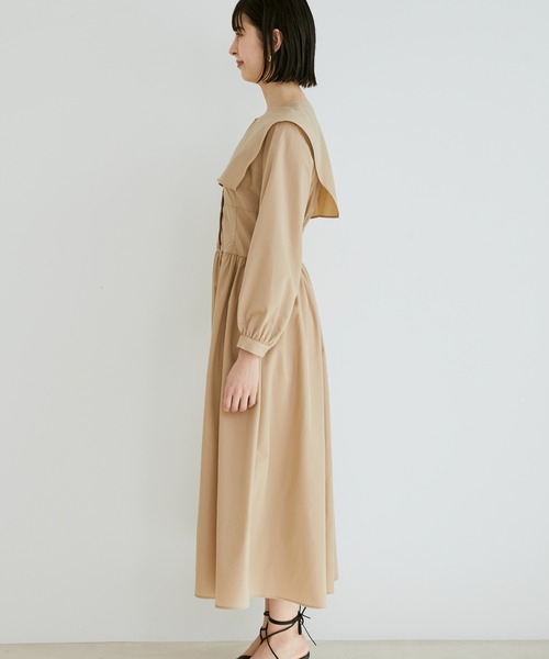 VIS（ビス）の「ビックカラー綿ライクワンピース【sustainable