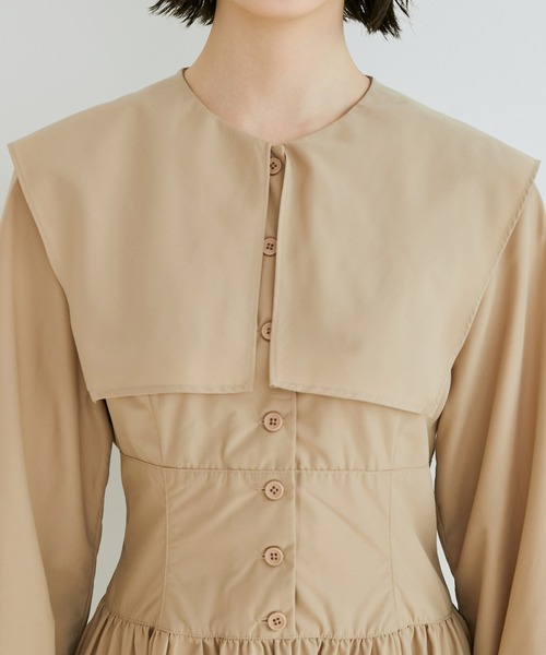 VIS(ビス)の「ビックカラー綿ライクワンピース【sustainable】(ワンピース・レディース・ブラック/ベージュ系その他・S/M)」の14枚目の写真