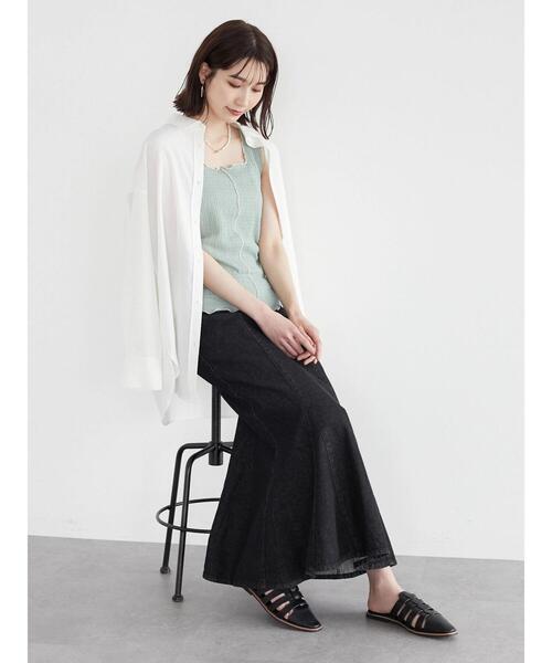 Green　Parks（グリーンパークス）の「凹凸カットタンクトップ（タンクトップ・レディース・ブラック/ベージュ/ミント・FREE）」の5枚目の写真