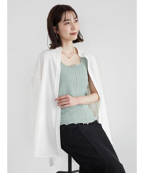 Green　Parks（グリーンパークス）の「凹凸カットタンクトップ（タンクトップ・レディース・ブラック/ベージュ/ミント・FREE）」の6枚目の写真