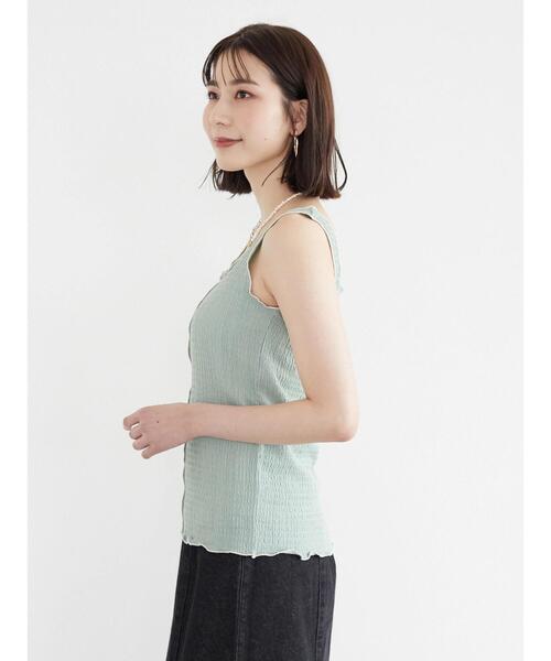 Green　Parks（グリーンパークス）の「凹凸カットタンクトップ（タンクトップ・レディース・ブラック/ベージュ/ミント・FREE）」の8枚目の写真