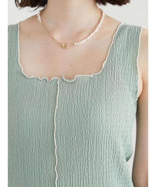 Green　Parks（グリーンパークス）の「凹凸カットタンクトップ（タンクトップ・レディース・ブラック/ベージュ/ミント・FREE）」の10枚目の写真