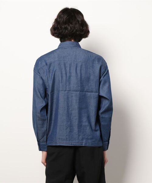 BACK NUMBER（バックナンバー）の「【接触冷感】【BACK NUMBER】「COOL」カバーオール（シャツ/ブラウス・メンズ・ダークインディゴブルー/オフホワイト・M/XL/L）」の9枚目の写真