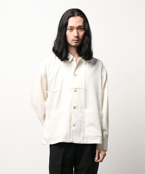 BACK NUMBER（バックナンバー）の「【接触冷感】【BACK NUMBER】「COOL」カバーオール（シャツ/ブラウス・メンズ・ダークインディゴブルー/オフホワイト・M/XL/L）」の21枚目の写真