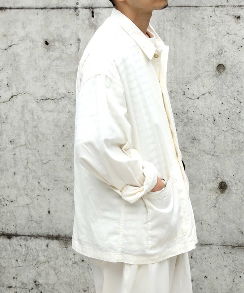 BACK NUMBER（バックナンバー）の「【接触冷感】【BACK NUMBER】「COOL」カバーオール（シャツ/ブラウス・メンズ・ダークインディゴブルー/オフホワイト・M/XL/L）」の4枚目の写真