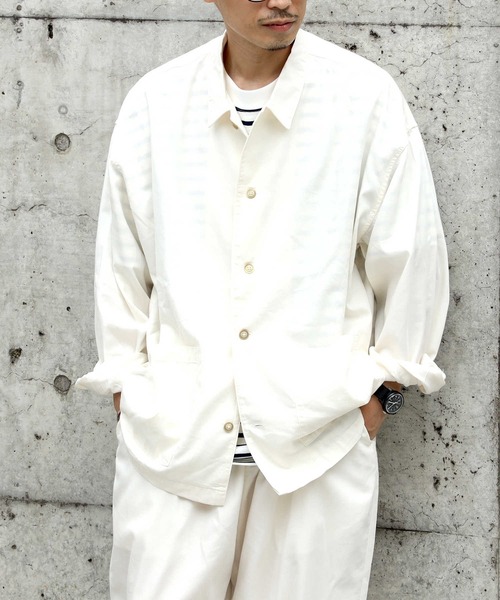 BACK NUMBER（バックナンバー）の「【接触冷感】【BACK NUMBER】「COOL」カバーオール（シャツ/ブラウス・メンズ・ダークインディゴブルー/オフホワイト・M/XL/L）」の5枚目の写真