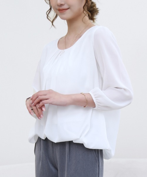 Doux Belle(ドゥーベル)の「フロントタックシフォンブラウス(シャツ/ブラウス・レディース・ピンク/ブラック/ネイビー/ホワイト・X-LARGE/MEDIUM/LARGE)」の10枚目の写真