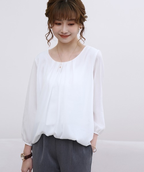 Doux Belle(ドゥーベル)の「フロントタックシフォンブラウス(シャツ/ブラウス・レディース・ピンク/ブラック/ネイビー/ホワイト・X-LARGE/MEDIUM/LARGE)」の21枚目の写真
