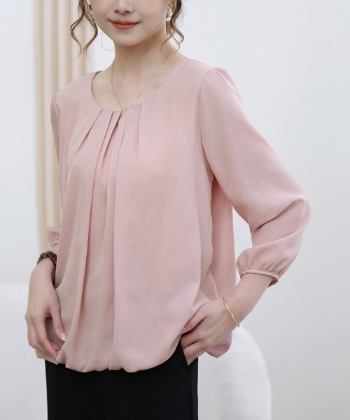 Doux Belle(ドゥーベル)の「フロントタックシフォンブラウス(シャツ/ブラウス・レディース・ピンク/ブラック/ネイビー/ホワイト・X-LARGE/MEDIUM/LARGE)」の12枚目の写真