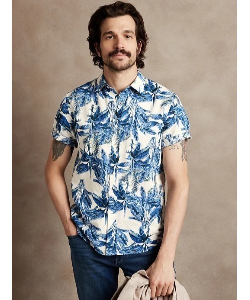 BANANA REPUBLIC FACTORY STORE（バナナリパブリック ファクトリーストア）の「BANANA REPUBLIC FACTORY STORE　　日本限定半袖リネンプリントシャツ（シャツ/ブラウス・メンズ・マルチ/ブルー系その他/グリーン/ブルー/ブルー系その他2/ブルー系その他3・M/S/XL/L）」の18枚目の写真