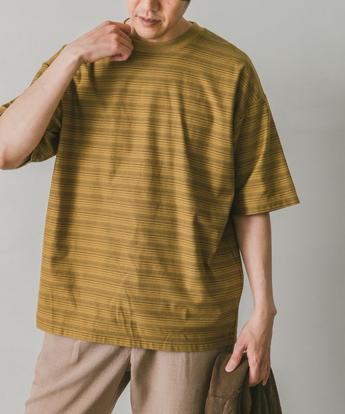 URBAN RESEARCH DOORS(アーバンリサーチドアーズ)の「マルチボーダーショートスリーブTシャツ(Tシャツ/カットソー・メンズ・チャコールグレー/イエロー/オレンジ・40/38)」の4枚目の写真