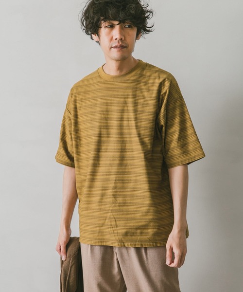 URBAN RESEARCH DOORS(アーバンリサーチドアーズ)の「マルチボーダーショートスリーブTシャツ(Tシャツ/カットソー・メンズ・チャコールグレー/イエロー/オレンジ・40/38)」の8枚目の写真