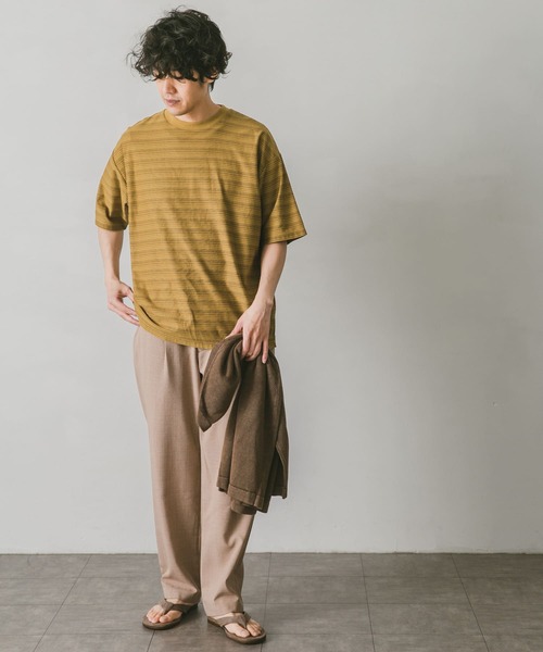 URBAN RESEARCH DOORS(アーバンリサーチドアーズ)の「マルチボーダーショートスリーブTシャツ(Tシャツ/カットソー・メンズ・チャコールグレー/イエロー/オレンジ・40/38)」の9枚目の写真