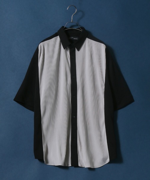 ANPAS(アンパス)の「Natural Stretch Oversize Pleated Switching Shirt/ストレッチ オーバーサイズ プリーツ切り替え シャツ(シャツ/ブラウス・メンズ・ホワイト/ブラック/ブルー・M/L)」の2枚目の写真