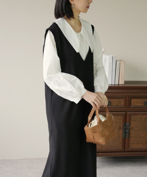 IAMUSE（アイアミューズ）の「Vネックロングワンピース S0608【IAMUSE】（ワンピース・レディース・ブラック/グレイッシュベージュ・FREE）」の20枚目の写真