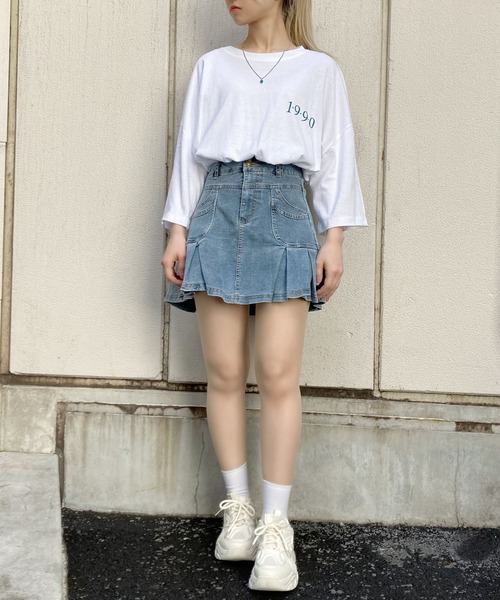 Figments（フィグメンツ）の「プリーツヘムデニムミニスカート