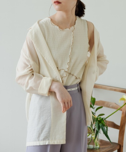 idem（イデム）の「【ZOZOTOWN限定】mellow no sleeve tops/メロウノースリーブトップス（タンクトップ・レディース・ブラック/グリーン/アイボリー・FREE）」の2枚目の写真