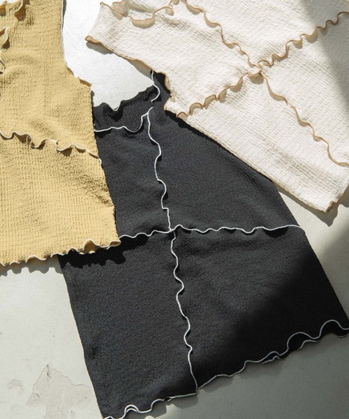 idem（イデム）の「【ZOZOTOWN限定】mellow no sleeve tops/メロウノースリーブトップス（タンクトップ・レディース・ブラック/グリーン/アイボリー・FREE）」の9枚目の写真