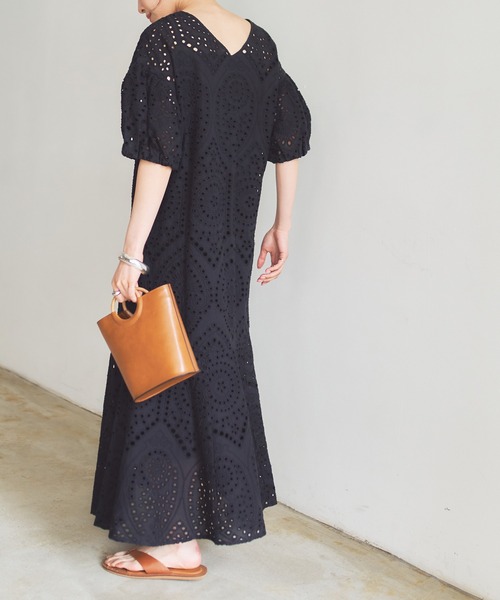 前後2wayコットンレースマーメイドワンピース（ワンピース）｜titivate