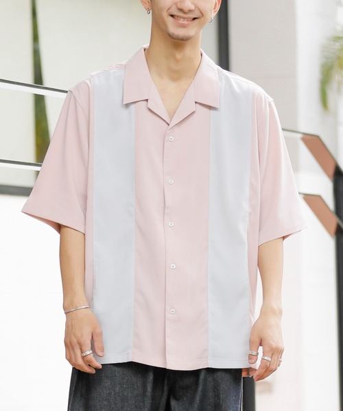 Beno(ビーノ)の「パネルスウィッチ オープンカラーオーバードレープシャツ(シャツ/ブラウス・メンズ・ブラック/ライトグレー/チャコールグレー/グリーン/サックスブルー/スモークピンク・M/L)」の6枚目の写真