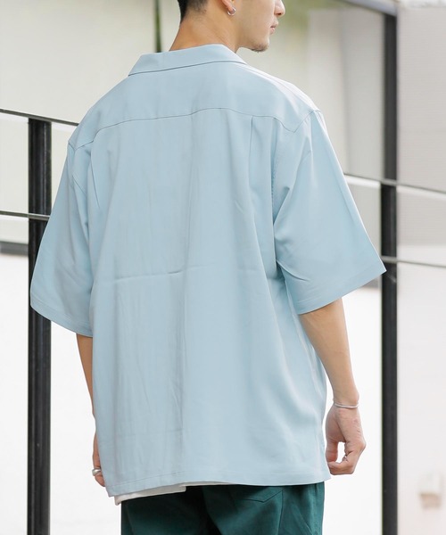 Beno(ビーノ)の「パネルスウィッチ オープンカラーオーバードレープシャツ(シャツ/ブラウス・メンズ・ブラック/ライトグレー/チャコールグレー/グリーン/サックスブルー/スモークピンク・M/L)」の12枚目の写真