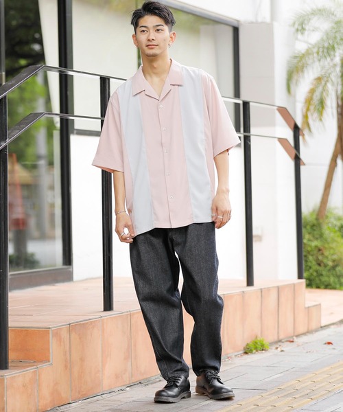 Beno(ビーノ)の「パネルスウィッチ オープンカラーオーバードレープシャツ(シャツ/ブラウス・メンズ・ブラック/ライトグレー/チャコールグレー/グリーン/サックスブルー/スモークピンク・M/L)」の8枚目の写真