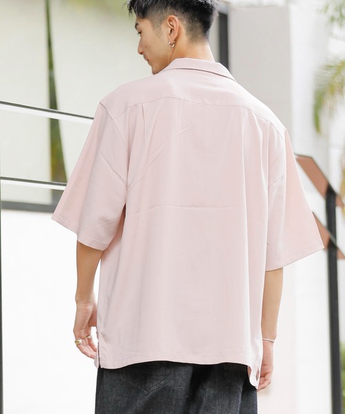 Beno(ビーノ)の「パネルスウィッチ オープンカラーオーバードレープシャツ(シャツ/ブラウス・メンズ・ブラック/ライトグレー/チャコールグレー/グリーン/サックスブルー/スモークピンク・M/L)」の7枚目の写真