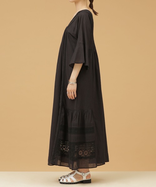 NE QUITTEZ PAS!（ヌキテパ）の「NE QUITTEZ PAS/コットンボイルレースピンタックドレス 半袖（ワンピース・レディース・ブラック・M）」の7枚目の写真