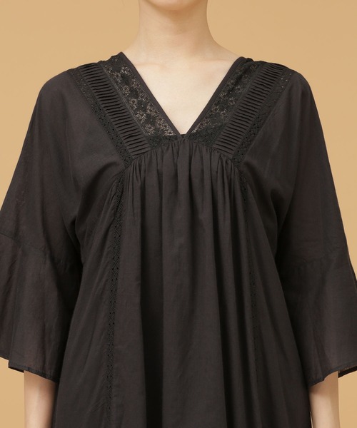 NE QUITTEZ PAS!（ヌキテパ）の「NE QUITTEZ PAS/コットンボイルレースピンタックドレス 半袖（ワンピース・レディース・ブラック・M）」の10枚目の写真