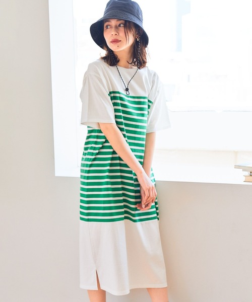 studio CLIP(スタディオクリップ)の「【WEB限定/ウォッシャブル】パネル風ボーダーワンピース(ワンピース・レディース・ブラック/ブルー/グリーン・FREE)」の7枚目の写真