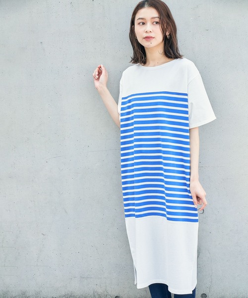 studio CLIP(スタディオクリップ)の「【WEB限定/ウォッシャブル】パネル風ボーダーワンピース(ワンピース・レディース・ブラック/ブルー/グリーン・FREE)」の11枚目の写真