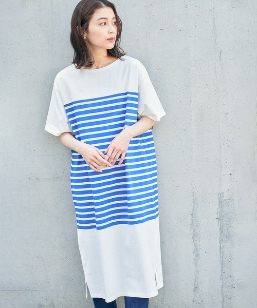 studio CLIP(スタディオクリップ)の「【WEB限定/ウォッシャブル】パネル風ボーダーワンピース(ワンピース・レディース・ブラック/ブルー/グリーン・FREE)」の12枚目の写真