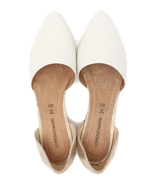 ROSE BUD(ローズバッド)の「(LORENZO MARI) 2412 P/TOE OPEN SIDE FLAT PUMPS(パンプス・レディース・ホワイト/ブラック・36/39/37/38)」の3枚目の写真