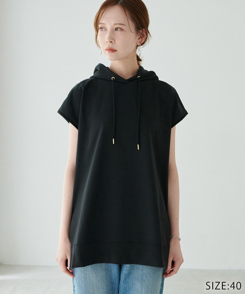 ROPE' PICNIC(ロペピクニック)の「着丈が選べる/超長綿カットフーディー(パーカー・レディース・ブラック/グリーン/キナリ・40/38)」の7枚目の写真