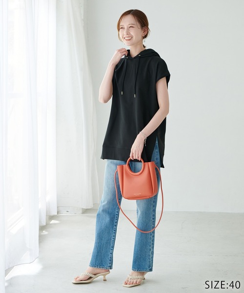 ROPE' PICNIC(ロペピクニック)の「着丈が選べる/超長綿カットフーディー(パーカー・レディース・ブラック/グリーン/キナリ・40/38)」の6枚目の写真