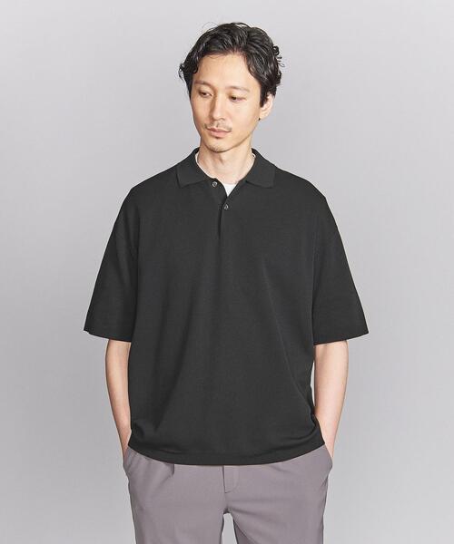 ユナイテッドアローズ 2024春夏 Lサイズ ニットポロシャツ アイボリー メッシュ クロップド 2WAY プルオーバー ニット ―ウォッシャブル―