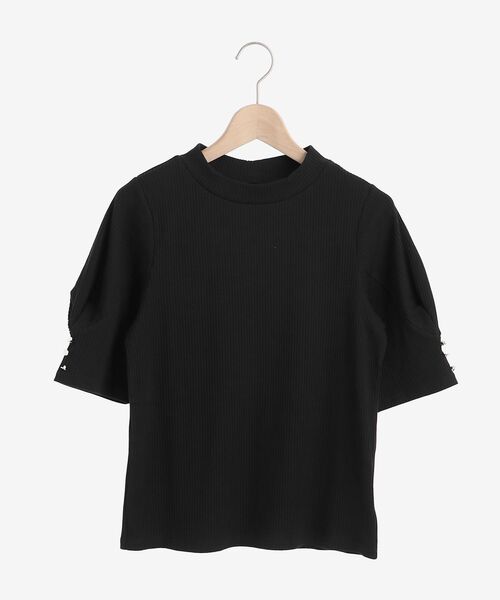 MAJESTIC LEGON(マジェスティックレゴン)の「タックスリーブリブトップス(Tシャツ/カットソー・レディース・ブラック/グリーン/アイボリー/ブラック系その他・MEDIUM)」の3枚目の写真