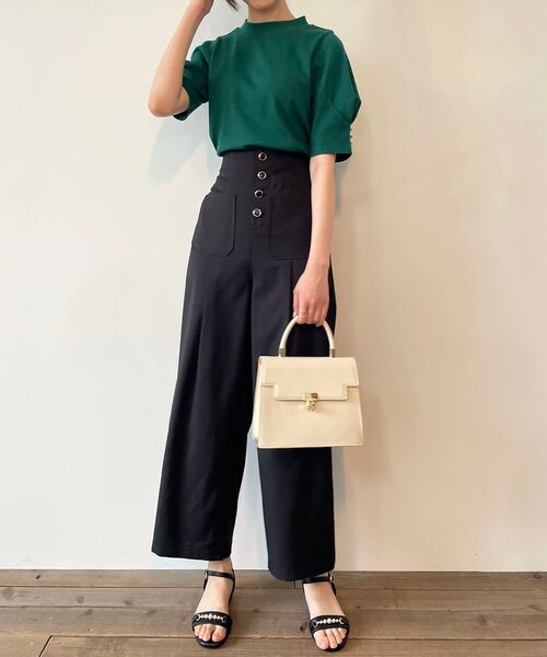 MAJESTIC LEGON(マジェスティックレゴン)の「タックスリーブリブトップス(Tシャツ/カットソー・レディース・ブラック/グリーン/アイボリー/ブラック系その他・MEDIUM)」の7枚目の写真