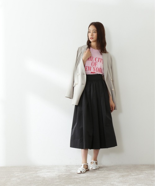 N.(N. Natural Beauty Basic)(エヌエヌナチュラルビューティーベーシック)の「ブライトタフタボリュームスカート(スカート・レディース・ブラック/オレンジ・MEDIUM)」の5枚目の写真