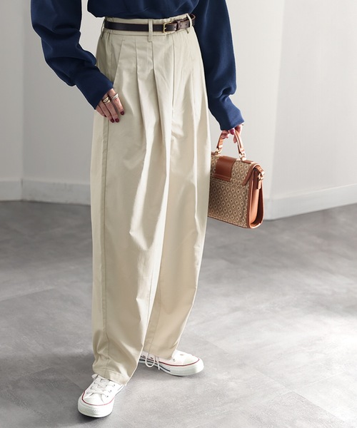 classicalelf(クラシカルエルフ)の「だぼっとが可愛い。ルーズテーパードタックワイドパンツ(その他パンツ・レディース・チャコールグレー/ブラック/カーキブラウン/ホワイト系その他・SMALL/MEDIUM/LARGE/X-LARGE)」の2枚目の写真