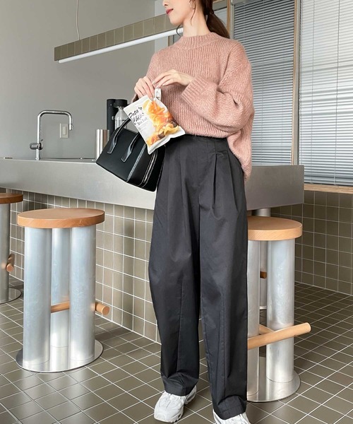 セール】だぼっとが可愛い。ルーズテーパードタックワイドパンツ