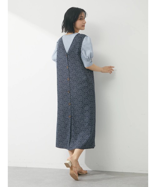 Green Parks(グリーンパークス)の「IラインロングジャンスカII(ジャンパースカート・レディース・ドット・FREE)」の4枚目の写真