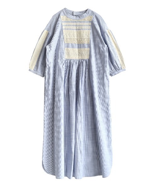 apartment department（アパートメントデパートメント）の「レースヨーク切替 ストライプワンピース（ワンピース・レディース・グリーン/ブルー・M）」の3枚目の写真