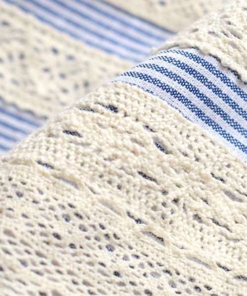 apartment department（アパートメントデパートメント）の「レースヨーク切替 ストライプワンピース（ワンピース・レディース・グリーン/ブルー・M）」の9枚目の写真