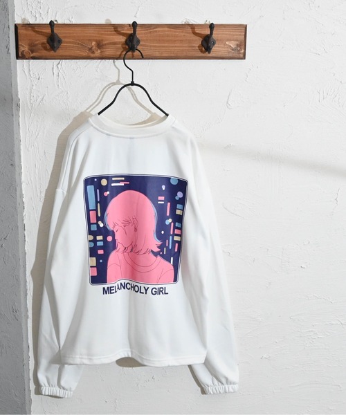 Ritzy(リッツィー)の「裏毛イラストバックプリントクルー トレーナー(MELANCHOLY) レディース メンズ(スウェット・メンズ・ホワイト/グリーン/チャコール・MEDIUM/LARGE)」の2枚目の写真